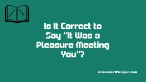 Is It Correct to Say “It Was a Pleasure Meeting You”?