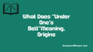 What Does “Under One’s Belt”Meaning, Origins