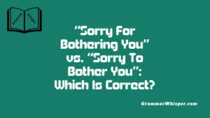 “Sorry For Bothering You” vs. “Sorry To Bother You”: Which Is Correct?